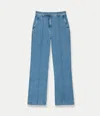 Another Tomorrow High Waisted Denim Trouser In Light Blue Wash
