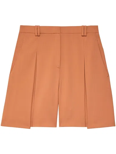 Another Tomorrow High-waisted Pleated Shorts In Orange