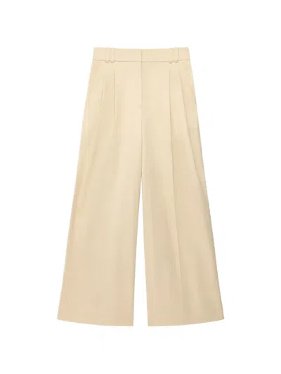 Another Tomorrow High-waisted Pleated Trousers In Neutral