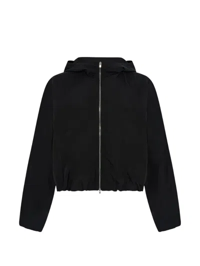 Another Tomorrow Hooded Blouson Jacket In Black