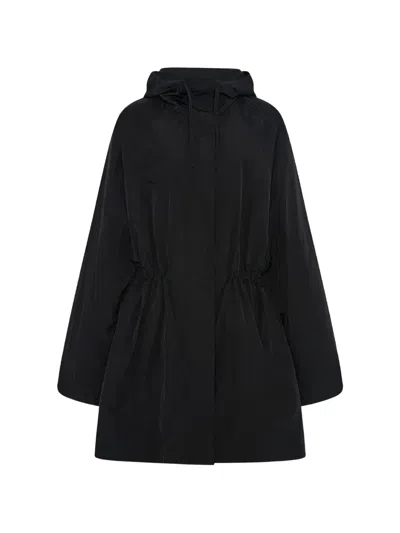 Another Tomorrow Hooded Drawstring Anorak In Black