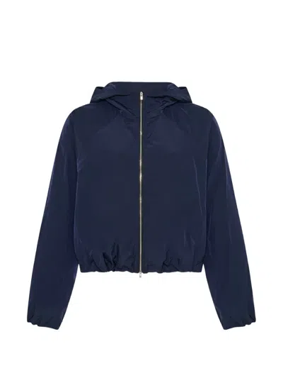 Another Tomorrow Hooded Zip-up Jacket In Black