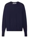 Another Tomorrow Featherweight Sheer Wool Sweater In Blue