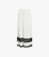 Another Tomorrow Lace Inset Skirt In White/black