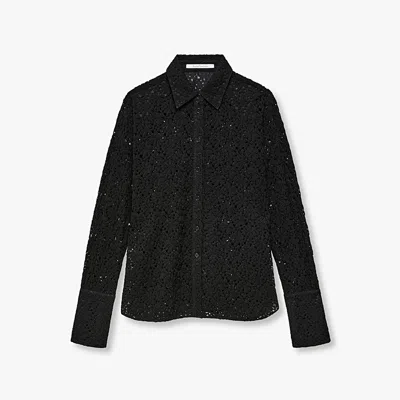 Another Tomorrow Lace Mens Shirt In Black