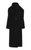 Another Tomorrow Long Deep V Scarf Cashmere Coat In Black