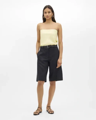 Another Tomorrow Linen Bermuda Pant In Black