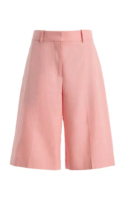 Another Tomorrow Linen Bermuda Shorts In Pink