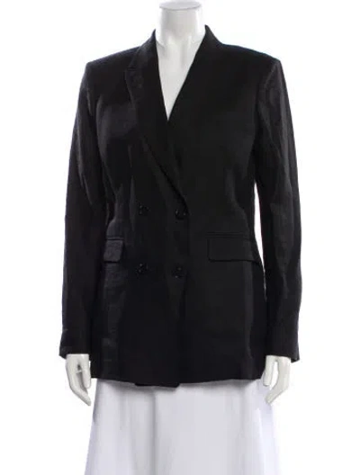 Pre-owned Another Tomorrow Linen Blazer In Black
