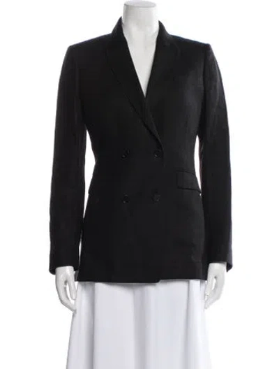 Pre-owned Another Tomorrow Linen Blazer In Black