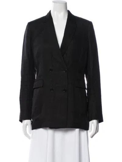 Pre-owned Another Tomorrow Linen Blazer In Black