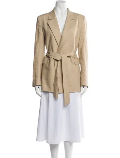Pre-owned Another Tomorrow Linen Blazer In Neutral