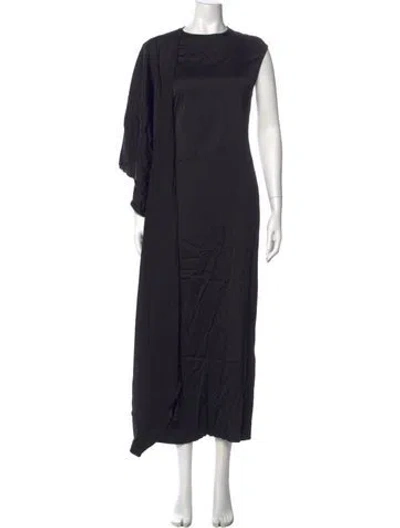 Pre-owned Another Tomorrow Linen Long Dress W/ Tags In Black