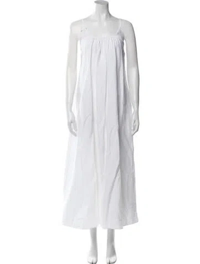 Pre-owned Another Tomorrow Linen Long Dress In White