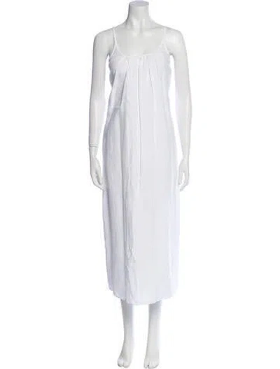 Pre-owned Another Tomorrow Linen Long Dress In White