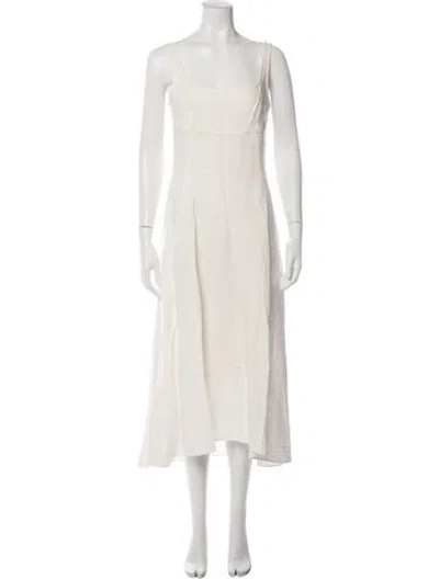 Pre-owned Another Tomorrow Linen Midi Length Dress In Neutrals