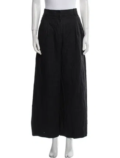 Pre-owned Another Tomorrow Linen Wide Leg Pants In Blue