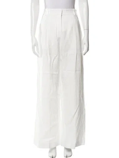 Pre-owned Another Tomorrow Linen Wide Leg Pants In White