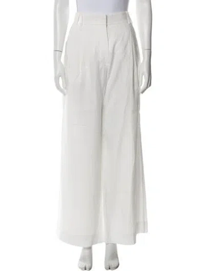 Pre-owned Another Tomorrow Linen Wide Leg Pants In White