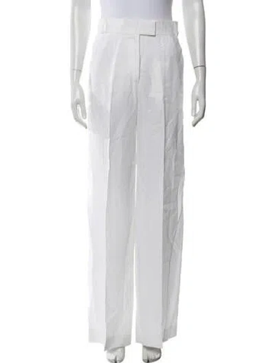 Pre-owned Another Tomorrow Linen Wide Leg Pants In White