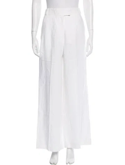 Pre-owned Another Tomorrow Linen Wide Leg Pants In White