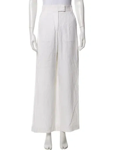 Pre-owned Another Tomorrow Linen Wide Leg Pants In White