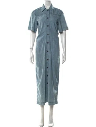 Pre-owned Another Tomorrow Long Dress In Blue