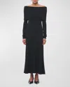 Another Tomorrow Off-the-shoulder Wool Maxi Dress In Black
