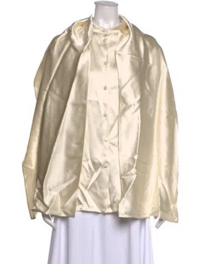 Pre-owned Another Tomorrow Long Sleeve Blouse In Neutrals