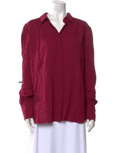 Pre-owned Another Tomorrow Long Sleeve Blouse W/ Tags In Purple