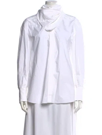 Pre-owned Another Tomorrow Long Sleeve Blouse W/ Tags In White