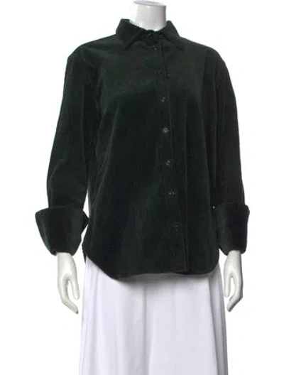 Pre-owned Another Tomorrow Long Sleeve Button-up Top In Multi