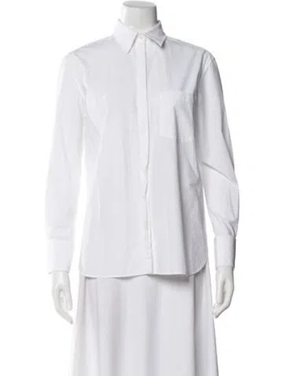 Pre-owned Another Tomorrow Long Sleeve Button-up Top In Neutral