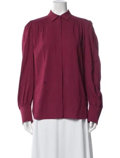 Pre-owned Another Tomorrow Long Sleeve Button-up Top In Pink