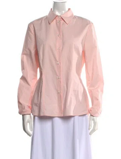 Pre-owned Another Tomorrow Long Sleeve Button-up Top W/ Tags In Pink