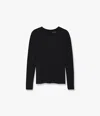 Another Tomorrow Long Sleeve Fitted Tee In Black