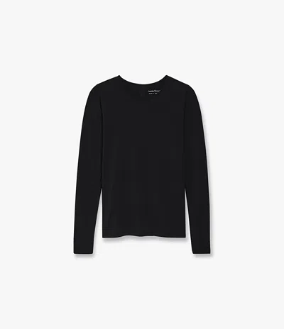 Another Tomorrow Long Sleeve Fitted Tee In Black
