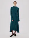 Another Tomorrow Long Sleeve Rib Flare Dress In Petrol