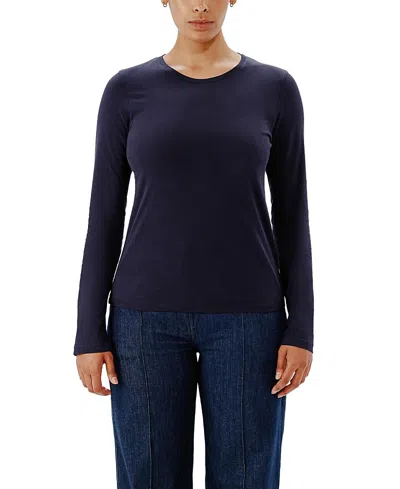 Another Tomorrow Long Sleeve Tee In Blue