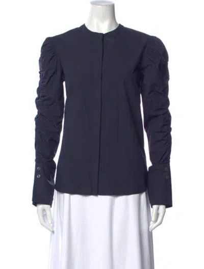 Pre-owned Another Tomorrow Long Sleeve Top In Blue