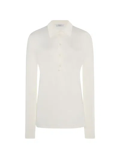 Another Tomorrow Long-sleeve Polo Shirt In White