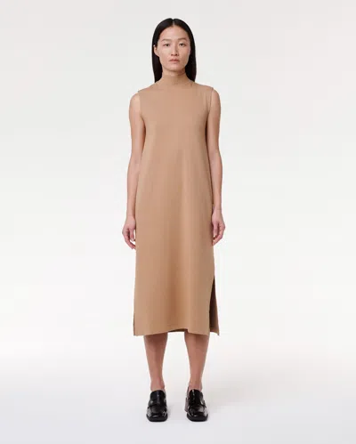 Another Tomorrow Luxe Seamed Dress In Hazelnut