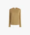 Another Tomorrow Luxe Seamed Long Sleeve In Hazelnut