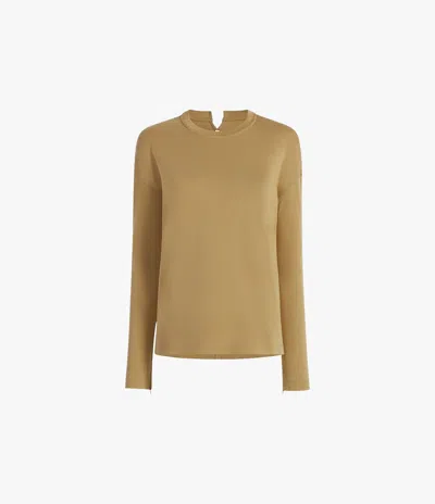 Another Tomorrow Luxe Seamed Long Sleeve In Hazelnut
