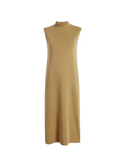 Another Tomorrow Luxe Seamed Mock-neck Midi Dress In Black
