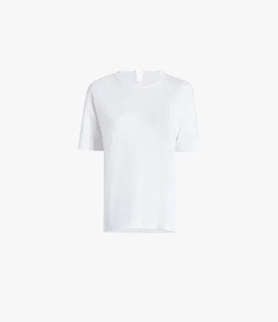 Another Tomorrow Luxe Seamed Short Sleeve In White