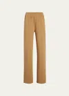 Another Tomorrow Luxe Seamed Wide-leg Lounge Pants In Hazelnut