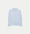 Another Tomorrow Organic Cotton Poplin Button-front Shirt In French Blue
