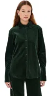 Another Tomorrow Corduroy Men's Shirt Pine In Dark Green