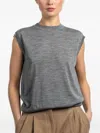 Another Tomorrow Merino-wool Top In Gray